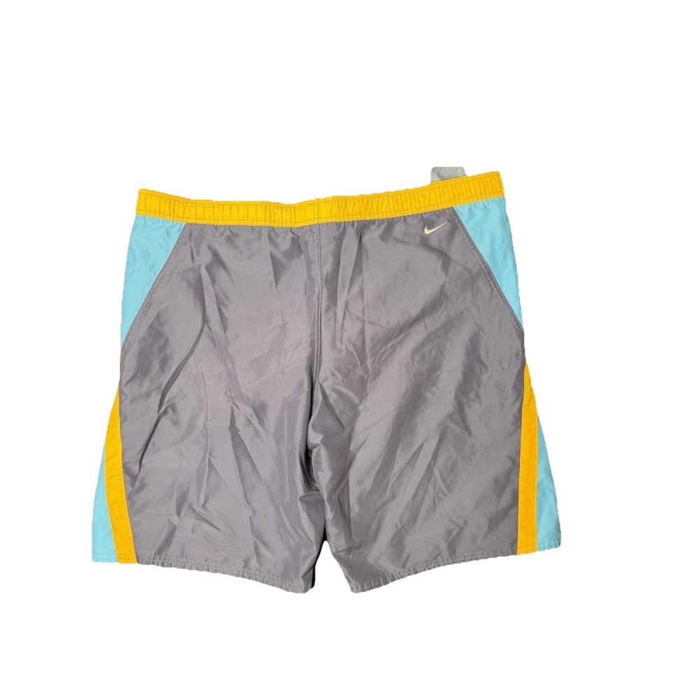 Nike Swim / Board Shorts Mens Sz XL Gray Orange ,Aqua .Mesh Lined Pockets - Picture 9 of 10